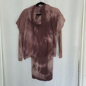 Purple tie dyed, turtleneck shirt with undershirt